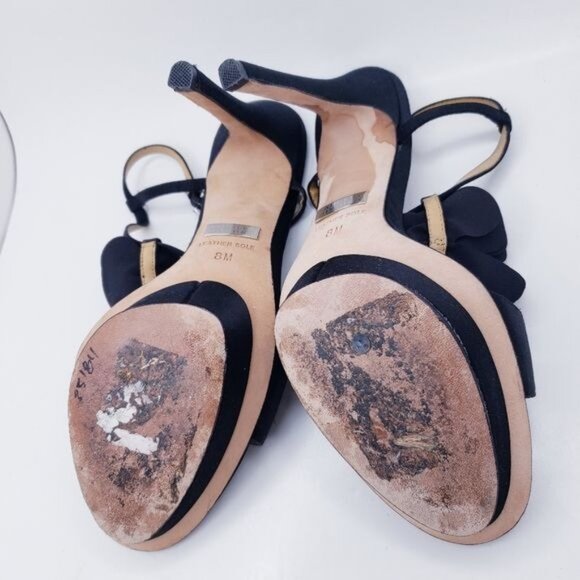 Badgley Mischka Black Adele Flower Ankle Strap Heels Shoes Women's Size 8 - Picture 9 of 11